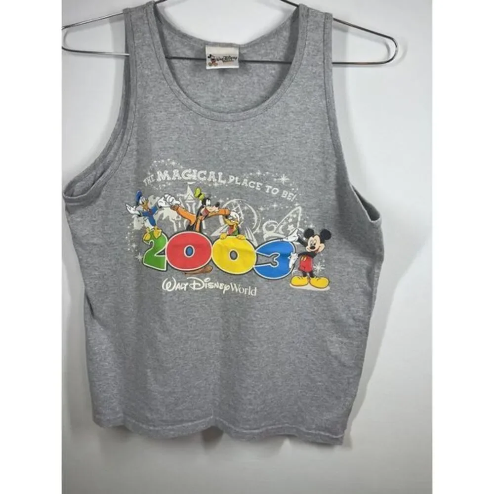 Vintage Walt Disney World Sleeveless Tank Top 2003 Size Large Mickey Goofy Donal